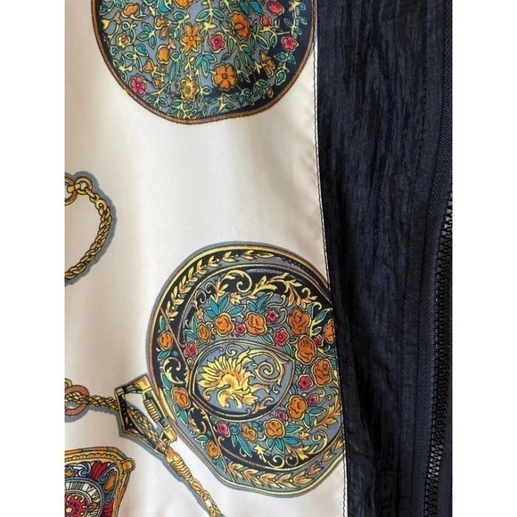 Vintage 80's windbreaker jacket!‎ Watches and chains design! sz L - Picture 4 of 9